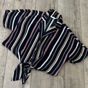 Lush Striped Crop Top Blouse Size Small